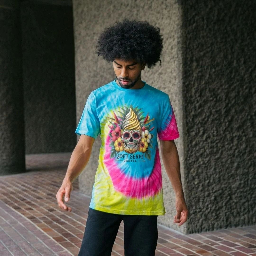 Soft Serve Cartel merch — tie-dye tee