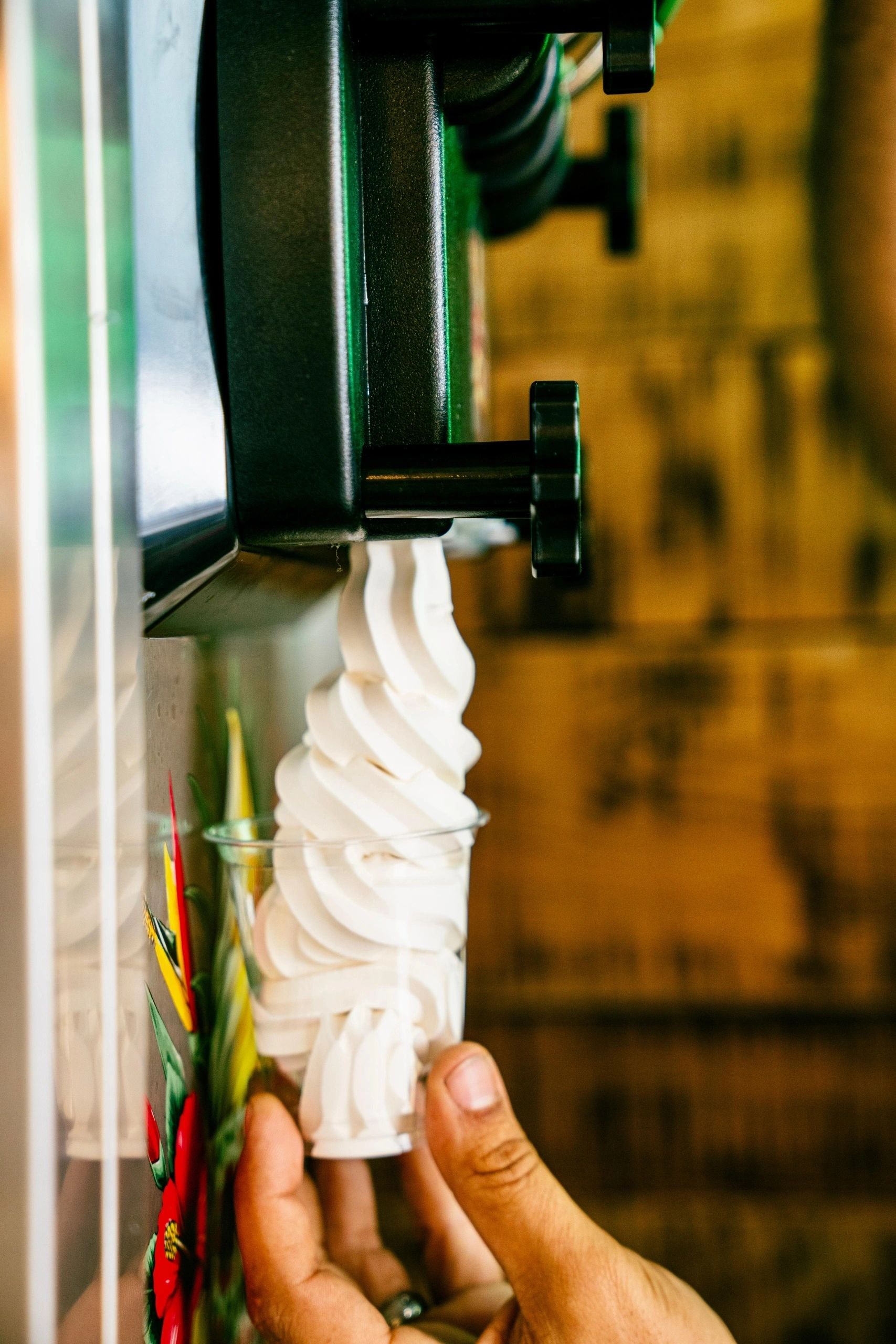 Soft serve being dispensed